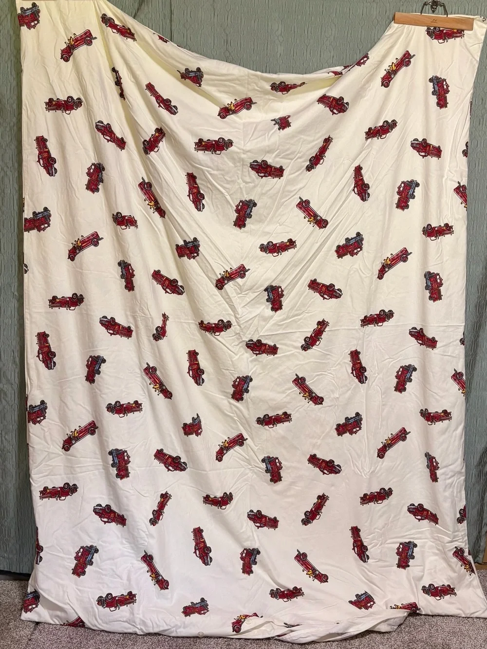 Firetruck Duvet Twin Pottery Barn Kids Cream Cotton